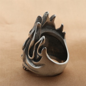 Wholesale Gothic Punk Stainless Steel Men's Flame <b>Skull</b> <b>Rings</b> Angry Flame <b>Skull</b> Head Jewelry for Engagement Party Biker Rock - Product Image 4