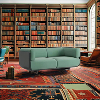 Ensemble de canapés Chesterfield modernes et élégants pour bureau, avec sièges confortables en tissu, base métallique pour salon, lit inclus