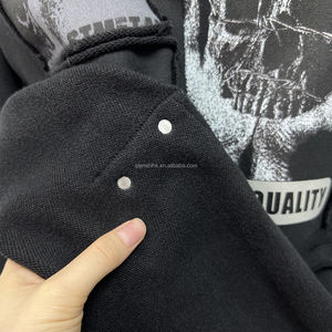 Haute qualité Dtg imprimé Boxy pull à capuche personnalisé poids lourd recadrée à capuche coton Patchwork brodé sweats à capuche surdimensionnés - Product Image 4