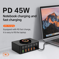 Base de Carga Inalámbrica Magnética, Estación de Carga Multi-pantalla de 6 Puertos, Estación de Carga USB Inteligente para Teléfonos Móviles