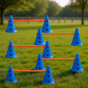 Ensemble de 6 cônes et 6 barres d'agility pour chien, équipement d'entraînement en plastique pour exercices en plein air et parcours d'obstacles pour chiens - Product Image 2