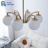 Moderne, elegante ijzeren glazen 2700K zacht warmwitte oogbeschermende LED hanglamp voor woonkamer en restaurant