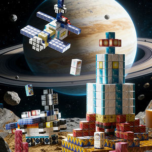 Blocs Magnétiques 106 Pièces, Ensemble de Construction Portail Magique, Construisez avec des Cubes et des Tuiles, Jeu de Construction STEM, Surprise Sensorielle pour les Tout-Petits - Product Image 5