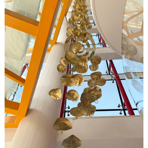 Modern LED Hanging <strong>Lamp</strong> Handmade <strong>Copper</strong> Lotus Leaf Chandelier Pendant Light for High Ceiling - Product Image 6