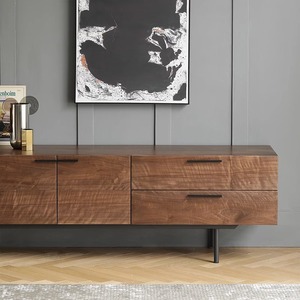 Wooden Color Iron Foot <strong>TV</strong> <strong>Cabinet</strong> French Style Modern Minimalist Coffee Table Combination Italian Light Luxury Style Solid <strong>Wood</strong> - Product Image 2