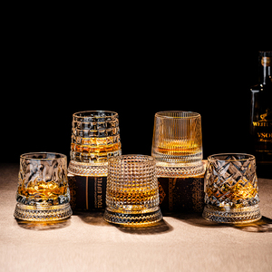 Vaso de whisky giratorio <span class=keywords><strong>Hiot</strong></span> de 275 ml, base de cristal con diseño giratorio, copa Old Fashioned hecha a mano para bar, hogar y fiestas - Product Image 2