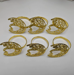 DAMAI DAMAI 2026 New Ramadan Napkin <b>Ring</b> Home Decoration Star Moon Pattern Electroplated Alloy Napkin Buckle Ramadan Deco - Product Image 5