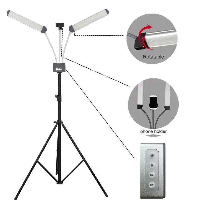 new remote and touch control with 3 color mode LED floor lamp with dual lamp-head for beauty salon and lashes extensions