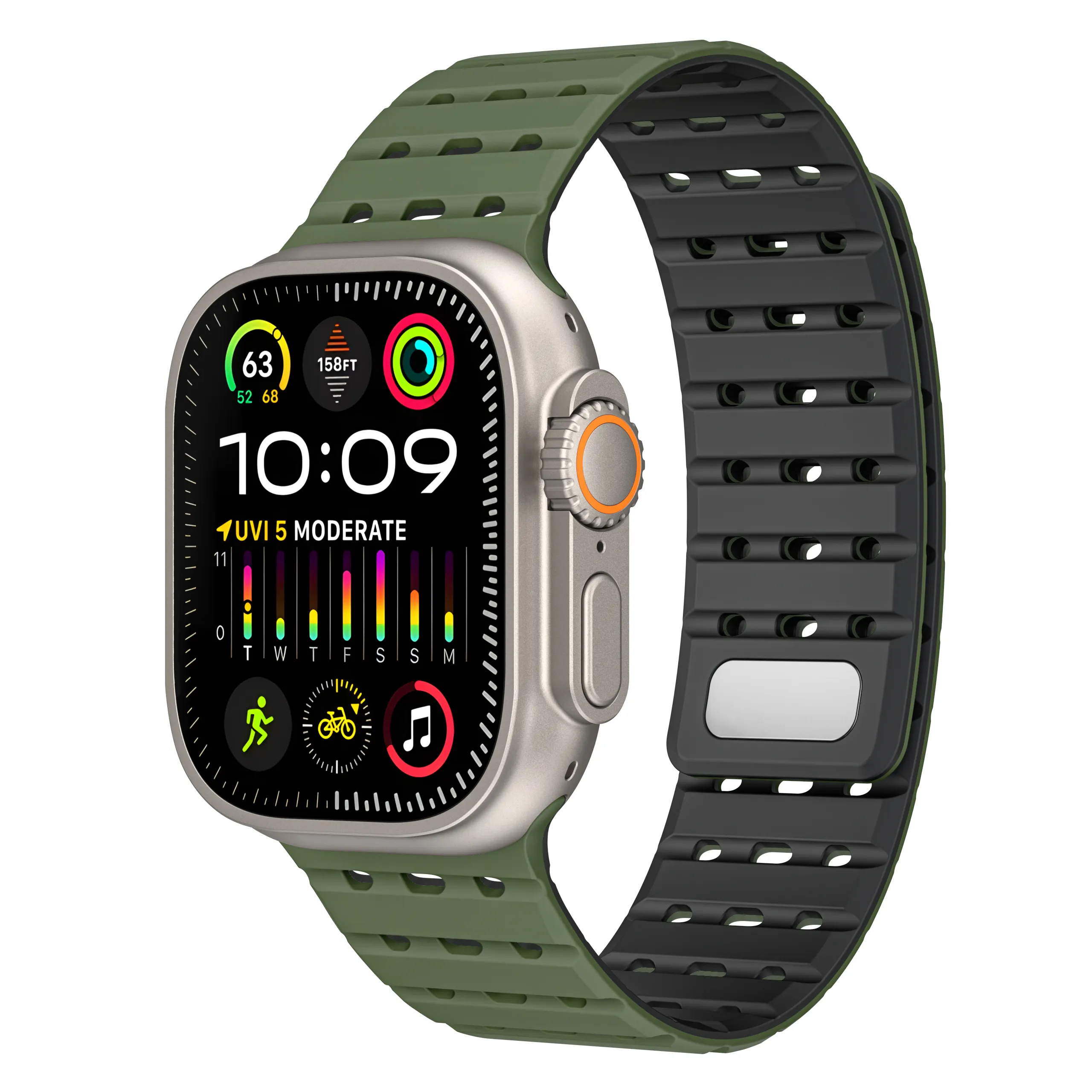 Nova alça magnética de silicone patenteada para Apple Smart Watch 42/44/45/49 Sports