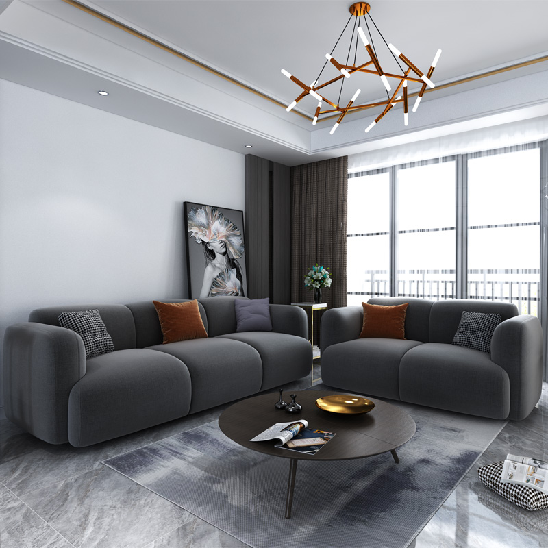 Hot Selling Office Room Furniture Nordic Wooden Sectional Seater Fabric Leisure Living Room Sofa