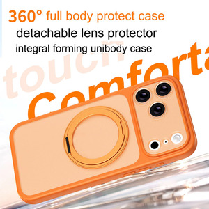 เคสโทรศัพท์แบบชาร์จไร้สายพร้อมขาตั้งแม่เหล็กหมุนได้ สำหรับ 13/14/15/16/17 <span class=keywords><strong>Pro</strong></span> Max วัสดุ TPU+PC ป้องกันแรงกระแทก - Product Image 3