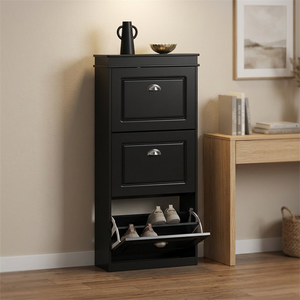 Modern Space-saving Portable Foldable Freestanding 3-Tier Wood Eco-Friendly Multi-functional Home Furniture Shoe Cabinet - Product Image 3