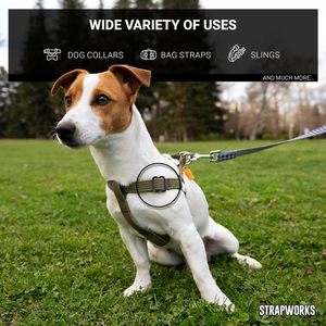 Glissières triangulaires arrondies en métal noir pour sangles de sac, sangles de fusil, colliers pour chiens (en pouces) - Product Image 3