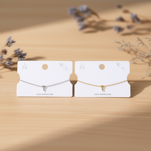 Collar de Cadena Minimalista Marca T, Acero Inoxidable, Chapado en Oro, Geométrico, Uso Diario para Mujer - Product Image 2