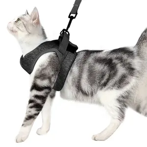 Accessoires pour animaux de compagnie de haute qualité confortable éponge tissu élastique chat gilets pour chats réglable harnais et laisse pour animaux de compagnie ensemble chat harnais