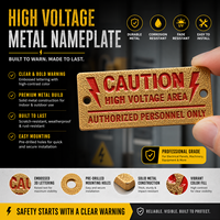 Plaque d'identification métallique haute tension personnalisée et durable, avertissement de prudence, pour la sécurité électrique industrielle, résistante à la corrosion de l'eau