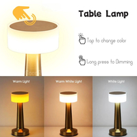 Luxe LED Rechargeable 3 Couleur Bar Restaurant Café Bureau Décoratif En Métal Lampe De Table Tactile Chambre Chevet Veilleuses
