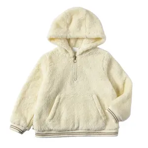 Sweat à capuche en flanelle sherpa pour filles, 100% polyester, doux, personnalisé, longue toison pour enfants de 3 à 12 ans, vente en gros