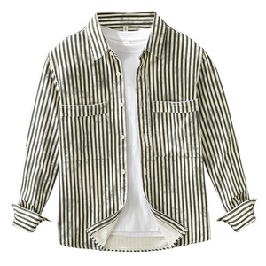 Chemises à manches longues rayées anti-boulochage pour hommes, légères et polyvalentes, idéales pour le quotidien et le bureau – Vente en gros - Product Image 5