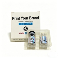 Étiquettes personnalisées pour flacons de peptides avec boîte, étanches, hologramme argenté, boîte magnétique de présentation pour flacon de 3 ml pour soins de la peau, OEM personnalisé