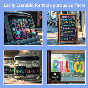 Marqueurs à <span class=keywords><strong>craie</strong></span> liquide sans poussière 8 mm, marqueurs pour vitres de voiture, lot de 12 stylos à <span class=keywords><strong>craie</strong></span> effaçables néon pour tableaux noirs/verre - Product Image 6