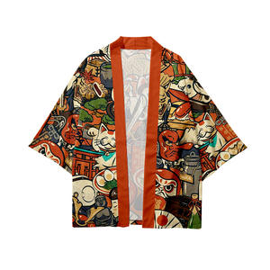 Cárdigan de tres cuartos de verano para hombre, ajuste holgado, elemento de gato samurái, bata con estampado Digital 3D, estilo Kimono <span class=keywords><strong>Haori</strong></span> para Ballet - Product Image 1
