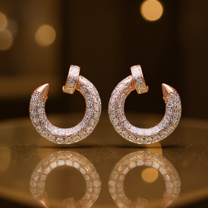 Orecchini a Cerchio E2707 in Oro Rosa con Cristalli e Strass, Lussuosi per Uso Quotidiano Femminile - Product Image 2