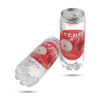 Boissons gazeuses en conserve transparente en PET de 350 ml en gros, soda aromatisé aux fruits populaire avec eau carbonatée, emballé en boîte