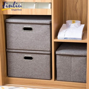 Lớn linen vải có thể gập lại các tông lưu trữ Thùng với có thể tháo rời nắp tùy chỉnh Linen Organizer Linen lưu trữ <span class=keywords><strong>container</strong></span> - Product Image 4