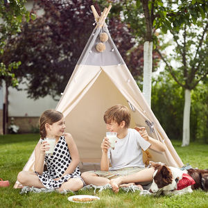 Carpa <span class=keywords><strong>Tipi</strong></span> Grande y Portátil de Algodón para Niños, Carpa de Juego Interior/Exterior de Madera para Decoración de Habitación de Bebé - Product Image 6