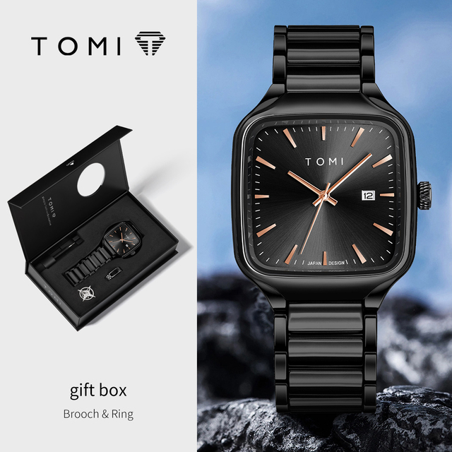 Men's Stainless Steel Strap Quartz Watch-Luxurious Square Case Glass 41mm Slim Hands Minimalist Design Hidden Clasp Fashionable