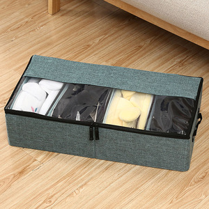 Boîte de rangement pliable 18L avec couvercle, empilable, organisateur de vêtements et de chaussures sous le lit, design rectangulaire de couleur unie - Product Image 4