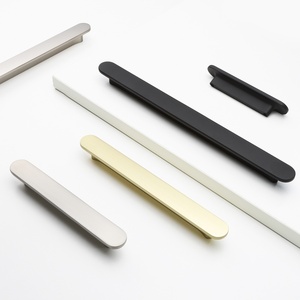 Modern fırçalanmış pirinç altın dolap kolları mat siyah mutfak dolap kapı çeker dolap kolları çinko alaşım mobilya donanım - Product Image 2