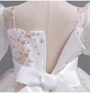 유럽과 미국 긴 소녀의 공주 원피스 스팽글 메쉬 원피스 꽃 소녀의 웨딩 드레스 - Product Image 4