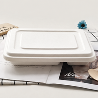 Barquette repas biodégradable en bagasse de canne à sucre à 5 compartiments avec couvercle, compostable, jetable, capacité 36 oz, pour pique-nique moderne