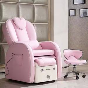 Fauteuils de pédicure professionnels de luxe modernes rose pour filles avec massage pour spa des pieds - Product Image 1