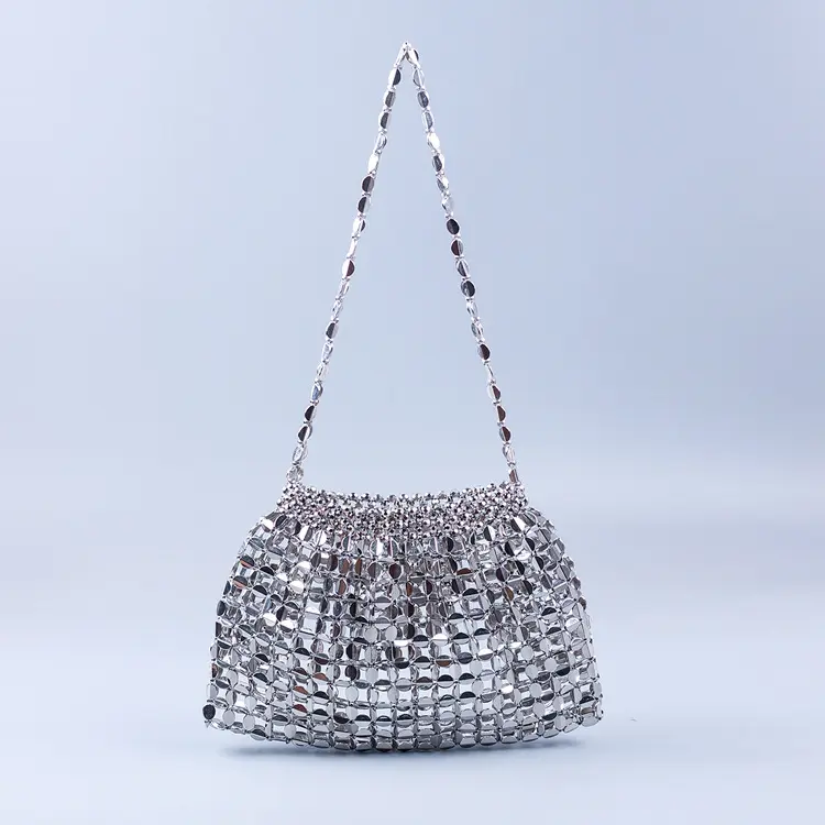 Twinkle Hand-made silver and gold flat bead bead weaving large Capacity dumplings fashion trend shoulder handbag bag