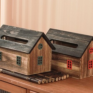 Dream House Tissue Box <b>Wooden</b> House Shape Organizer Desktop Storage For Living Room Decor - Product Image 3