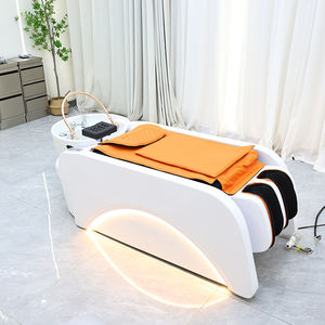 Neues Design Friseursalon-Möbel Weißer Waschplatz Luxuriöses Modernes Elektrisches <span class=keywords><strong>Massage</strong></span>-Kopf-<span class=keywords><strong>Spa</strong></span>-Shampoo-Bett mit Beleuchtung - Product Image 2