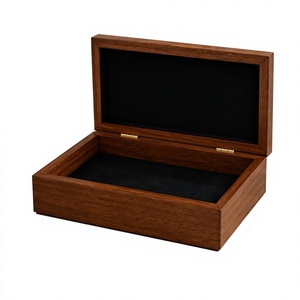Boîte de rangement rectangulaire moderne en bois sculpté avec couvercle et tiroir organisateur, capacité 3-6L, écologique pour la maison, le bureau et les voyages - Product Image 1