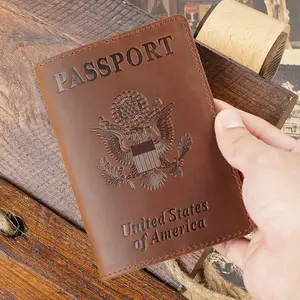 真皮美国护照夹身份证夹牛皮复古登机卡夹