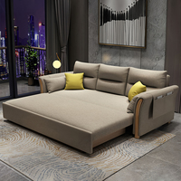 Sofá Cama de Diseño Minimalista Moderno para el Hogar, Sofá Cama Multiusos de Tela con Almacenamiento, Juego de Sofá Cama Extraíble de Madera para Sala de Estar