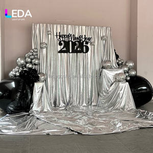 LEDA New Arrival Elegant Silver Drapery Stage Wedding Curtain Spandex Fabric <b>Party</b> <b>Decoration</b> for Events - Product Image 2