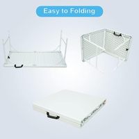 Table pliante portable IUNNDS 4 pieds/6 pieds en plastique, table à manger pliante demi-taille, blanche, mobilier d'extérieur pour fête, pique-nique, camping, plage