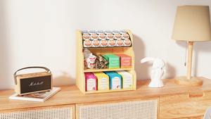 Bamboo Tea Bag and Coffee Holder Organizer for Cabinet Counter Office, 3 Tier Large Capacity Sturdy Display <strong>Stand</strong> Easy Assembly - Product Image 5