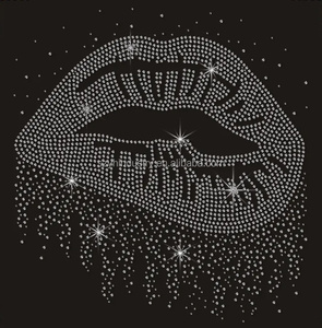 Autocollants en cristal de strass pour lèvres personnalisés Bling Kiss Me I'm Italian pour t-shirts, strass DMC à repasser, lèvres en cristal dispersées - Product Image 2