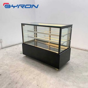 Vitrine à gâteaux incurvée entièrement transparente en verre avec éclairage LED, réfrigérateur commercial pour pâtisseries et fruits - Product Image 6