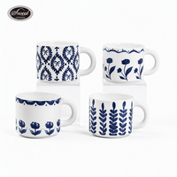 Ensemble de tasses à café en céramique peintes à la main avec soucoupe, design classique SWT, résistant au lave-vaisselle et au micro-ondes, cadeau mignon pour la maison ou le bureau