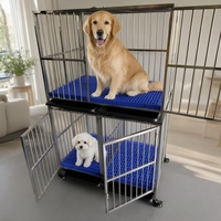 Cage à chien modulaire à double couche en acier inoxydable, niche pour chien, cage à chien à 2 niveaux empilable, cages pour animaux de compagnie pour chiots