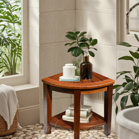 Banc d'angle flottant antidérapant en teck pour salle de bain 2026, idéal pour personnes âgées, facile à utiliser comme repose-pieds
